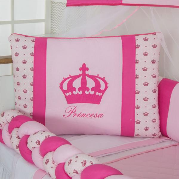 Kit para Berço Bebê Princesa 10 Peças - Rosa - Casa Show Enxovais Imagem de Kit para Berço Bebê Princesa 10 Peças - Rosa