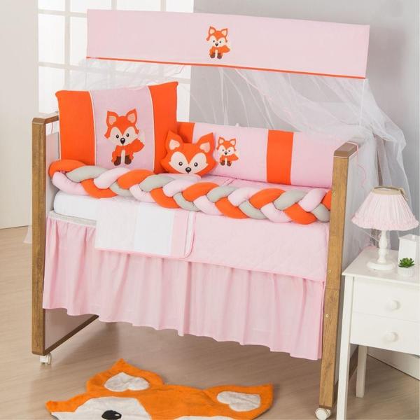 Kit Para Berço Bebê Rapozinha 10 Peças - Rosa - Top Chick Imagem de Kit Para Berço Bebê Rapozinha 10 Peças - Rosa