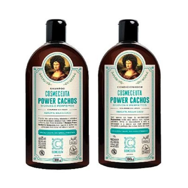 Imagem de Kit para Cabelos Cacheados ou Crespos COSMECEUTA Power Cachos Shampoo + Condicionador - Nutre e repara os cabelos, cachos modelados por mais tempo