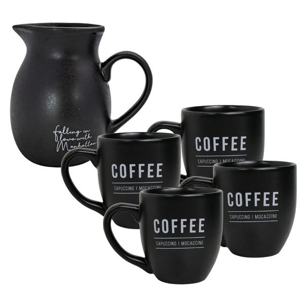 Imagem de Kit Para Café Da Manhã Com 4 Canecas De Porcelana 300ml E Jarra 1 Litro