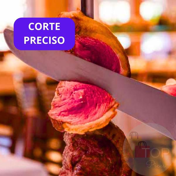 Imagem de Kit Para Churrasco 3 Pçs Faca Chaira Amolador e Garfo Trinchante