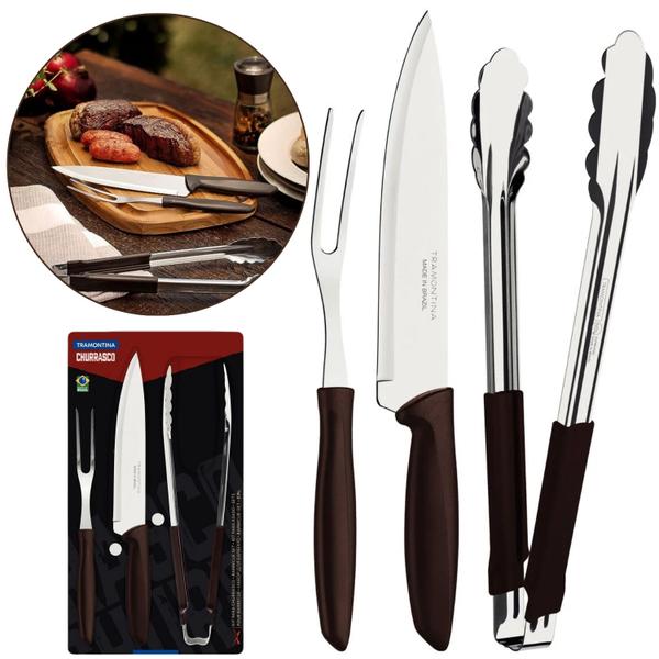 Imagem de Kit para churrasco 3 pcs plenus marron - sortidos de utensilios para uso domestico