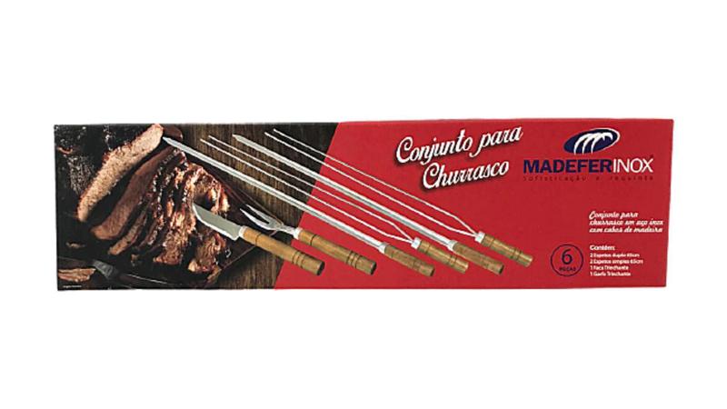 Imagem de Kit Para Churrasco 6 Peças No Conjunto Madefer Inox