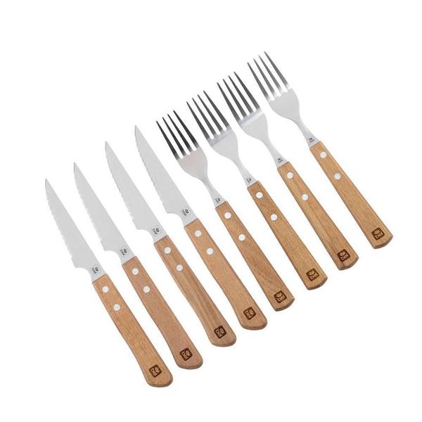 Imagem de Kit Para Churrasco Inox Cabo De Madeira Premium 8 Pcs