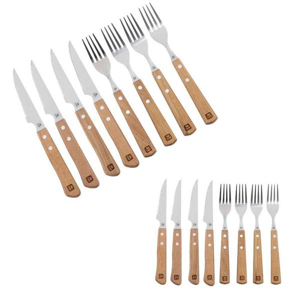 Imagem de Kit Para Churrasco Inox Cabo De Madeira Premium 8 Pcs