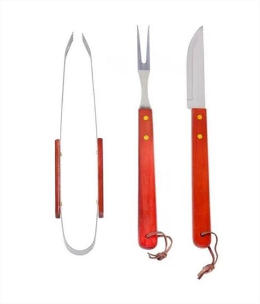 Imagem de Kit Para Churrasco Kehome Com 3 Peças Garfo + Faca + Pinça