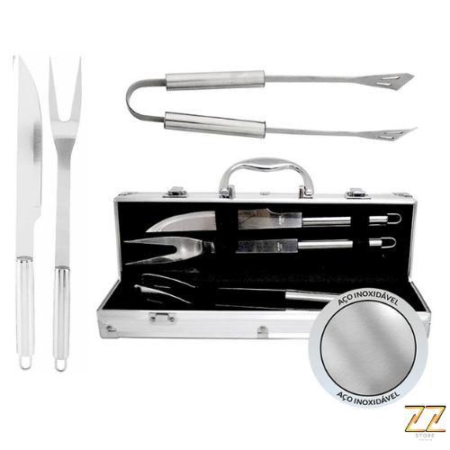 Imagem de Kit para Churrasco Maleta 3 Peças Inox Cabo Inox