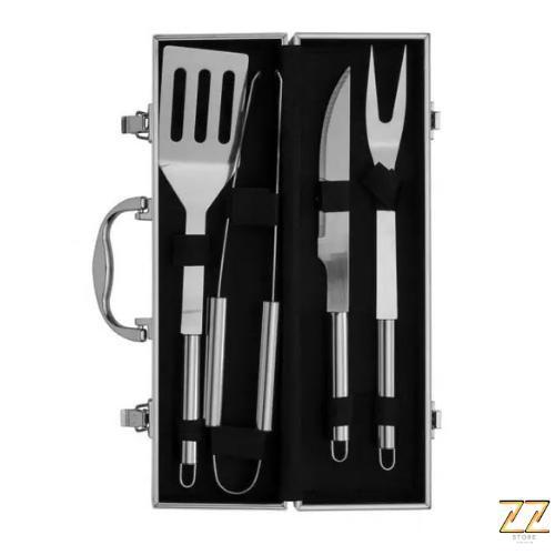 Imagem de Kit para Churrasco Maleta 4 Peças Inox Cabo Inox