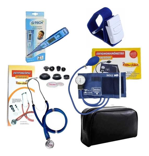 Imagem de Kit Para Enfermagem Com Aparelho De Pressão Premium Cor Azul