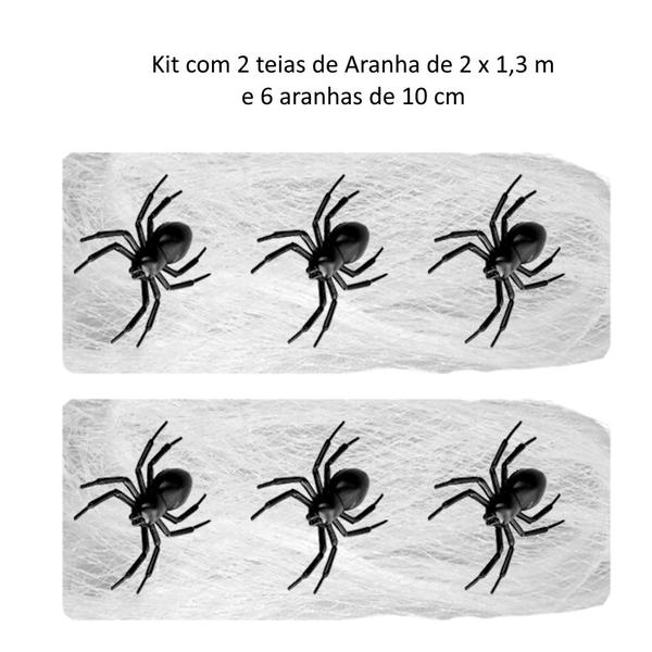 Imagem de Kit para Festa dia das Bruxas Decoração 2 Teias e 6 Aranhas