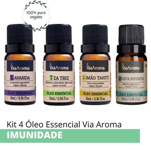 Imagem de Kit para Imunidade c/ 4 Óleo Essencial  Via Aroma 100% Natural