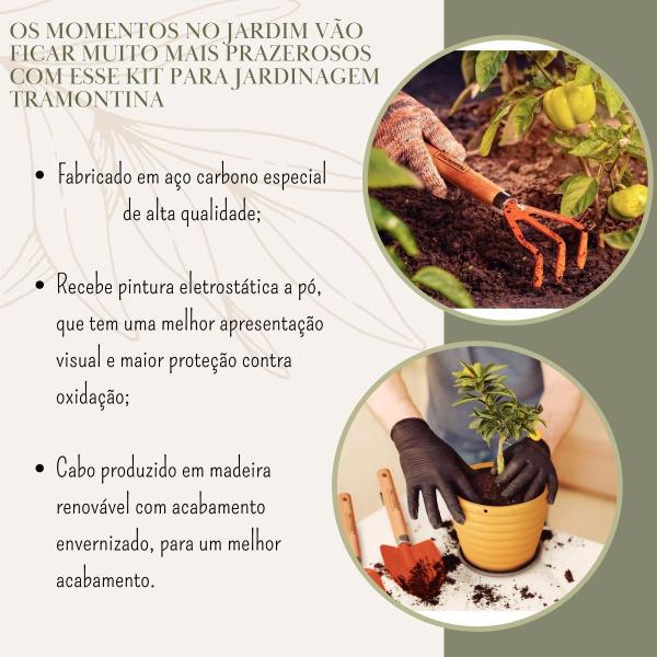 Imagem de Kit Para Jardinagem E Horta 2 Pinhas E Ancinho Tramontina