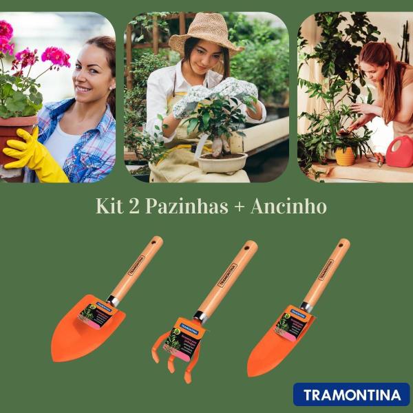 Imagem de Kit Para Jardinagem E Horta 2 Pinhas E Ancinho Tramontina