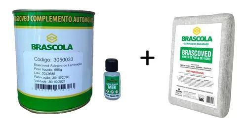 Imagem de Kit para laminacao adesivo 1kg com catalisador + manta de fibra de vidro brascoved