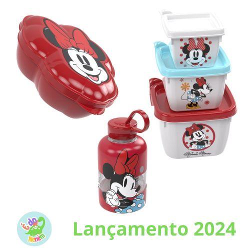 Imagem de Kit para lancheira escolar infantil da MINNIE mouse potes para lanche garrafa infantil menina