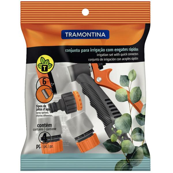 Imagem de Kit para Mangueira de Jardim Tramontina Hidropistola Jardinagem Com Adaptador e Engates