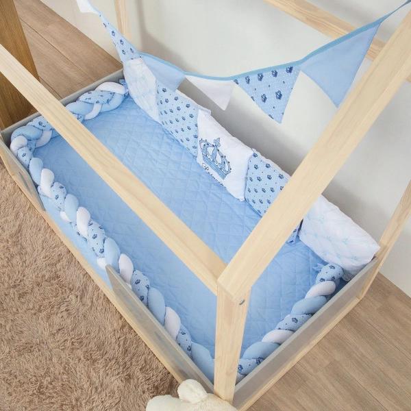 Imagem de Kit Para Mini Cama Montessoriana Menino Pequeno Príncipe Azul