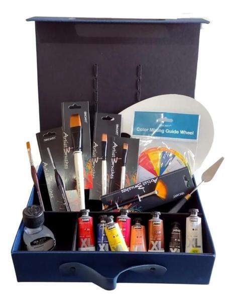 Imagem de Kit Para Pintura A Óleo Profissional, Com Luxuosa Maleta!