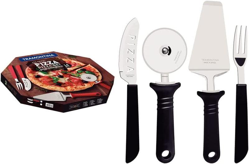 Imagem de Kit Para Pizza 14 Peças Tramontina Preto Laminas Em Inox