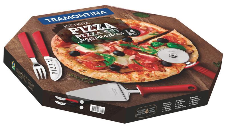 Kit para Pizza Tramontina com Lâminas em Aço Inox e Cabos de Polipropileno Vermelho 14 Peças Imagem de Kit para Pizza Tramontina com Lâminas em Aço Inox e Cabos de Polipropileno Vermelho 14 Peças