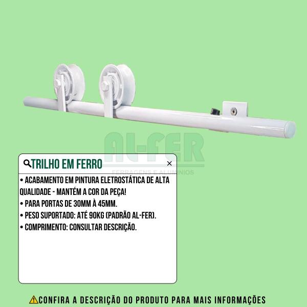 Imagem de Kit para Porta Celeiro Tubular 50cm Trilho Dividido Branco - 1m