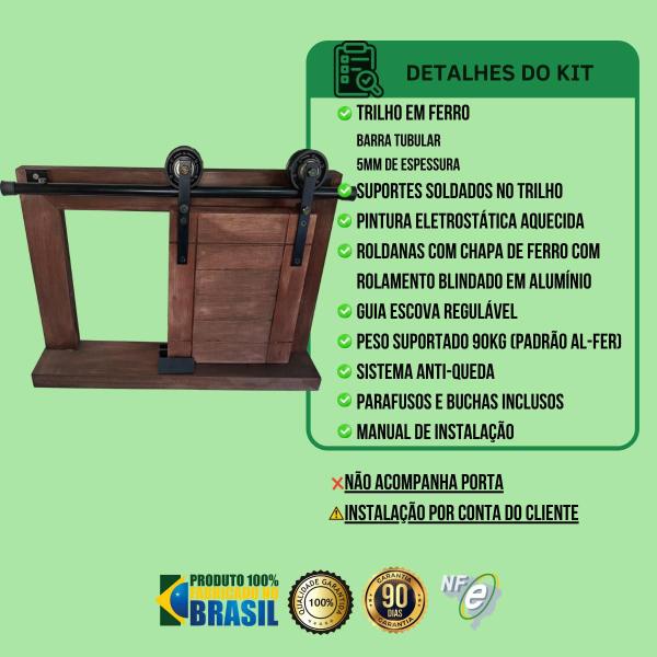 Kit para Porta Celeiro Tubular 65cm Roldana Aparente Trilho Dividido Preto - 1,30m - Alfer Imagem de Kit para Porta Celeiro Tubular 65cm Roldana Aparente Trilho Dividido Preto - 1,30m
