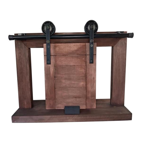 Kit para Porta Celeiro Tubular 65cm Roldana Aparente Trilho Dividido Preto - 1,30m - Alfer Imagem de Kit para Porta Celeiro Tubular 65cm Roldana Aparente Trilho Dividido Preto - 1,30m