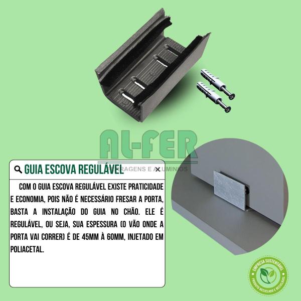 Imagem de Kit para Porta Celeiro Tubular 80cm Trilho Dividido Prata - 1,60m