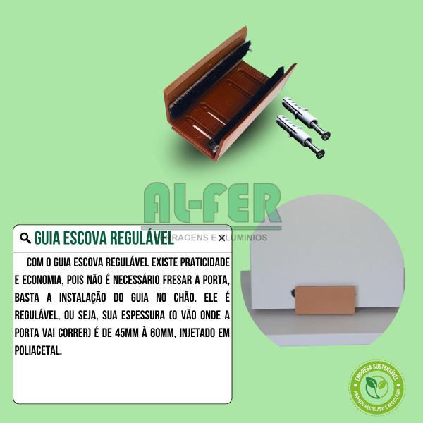 Imagem de Kit para Porta de Correr até 70cm Trilho Dividido Cereja - 1,40m + 1 Par de Concha