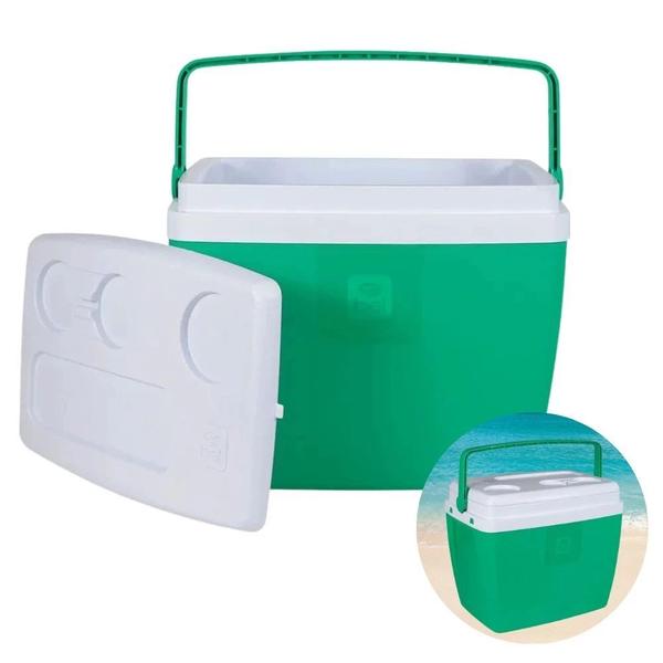 Imagem de Kit para Praia Verde com Cooler Caixa Termica 36l + 2 Esteiras com Alca  Bel 