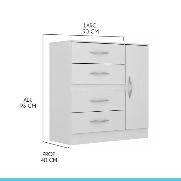 Imagem de Kit para Quarto Pequeno com Guarda-Roupa e Cômoda MDP Branco 2074 MENU