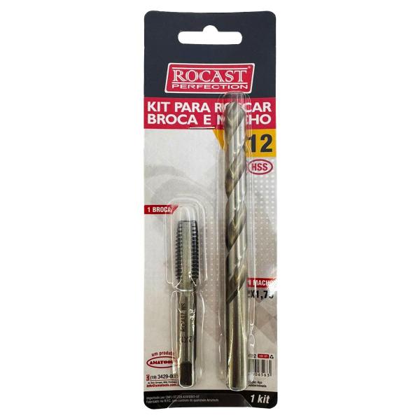 Imagem de Kit Para Roscar Broca e Macho HSS M12 x 1,75mm (94,0012) - Rocast