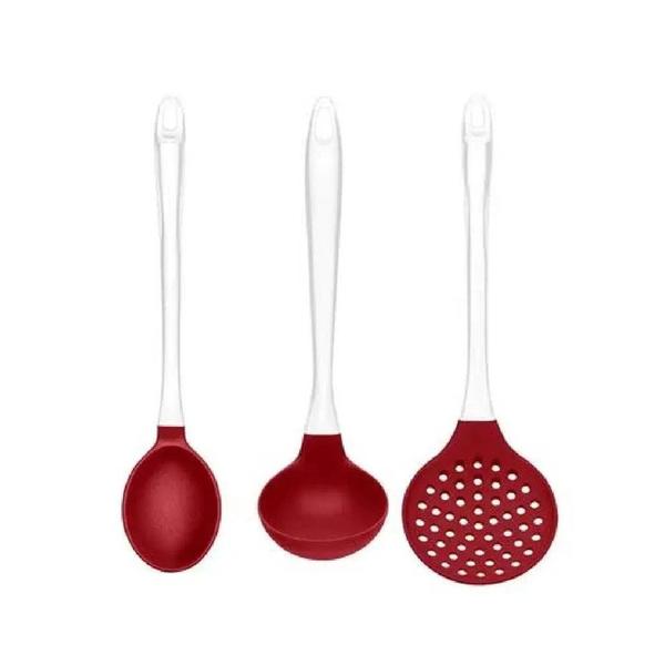 Imagem de Kit para servir de silicone cabo acrílico vermelho - multilaser