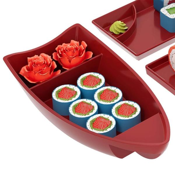 Imagem de Kit Para Servir Sushi Essential Vermelho 6 Peças 99328/1465 Coza