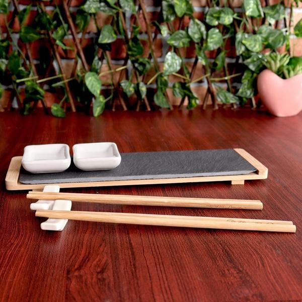 Imagem de Kit Para Sushi 8 Peças Hashi Reutilizável Comida Japonesa