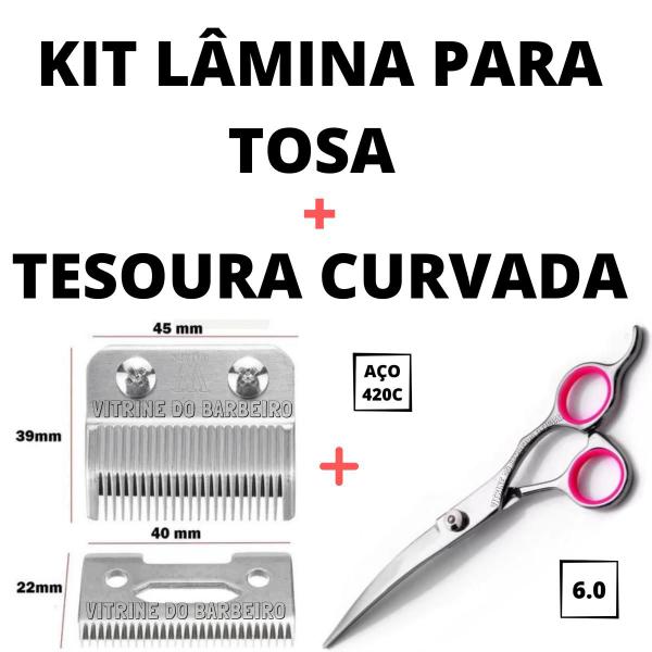 Imagem de Kit Para Tosa Higienica Pet Lâmina De Aço + Tesoura Curvada!