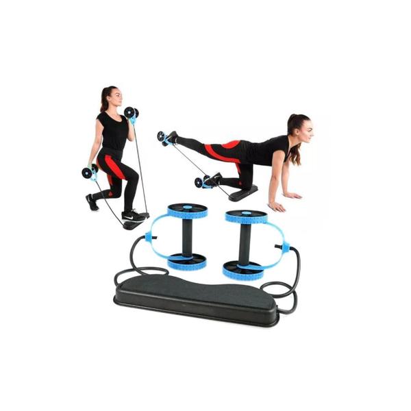 Imagem de Kit para Treinos e Exercícios Fitness e Rodas Abdominais Azul Bíceps Tríceps Glúteos