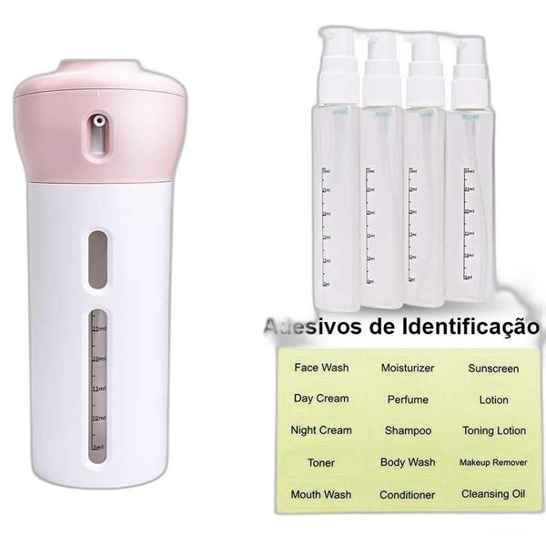 Imagem de Kit Para Viagem Porta Shampoo 4X1 Dispenser Viagem Portátil