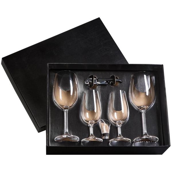 Imagem de Kit Para Vinho 4 Taças de Cristal Saca-rolha e Corta gota