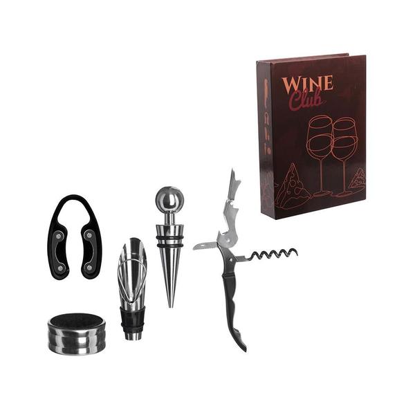 Imagem de Kit Para Vinho 5 Peças Livro Decorativo Hauskraft