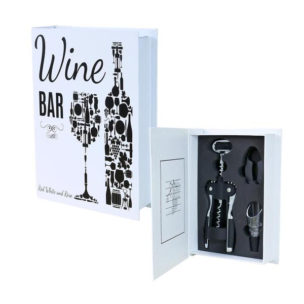 Imagem de Kit para vinho com 03 peças caixa livro decorativo