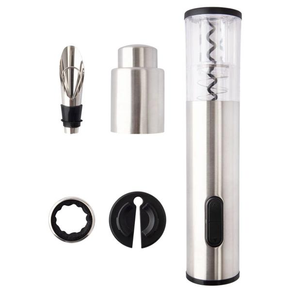 Imagem de Kit Para Vinho Com Saca Rolha Tampa Aerador Luxo Inox Luxo