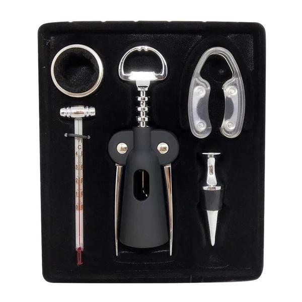 Imagem de Kit Para Vinho Hauskraft Sommelier De Aço Inox 5 Peças