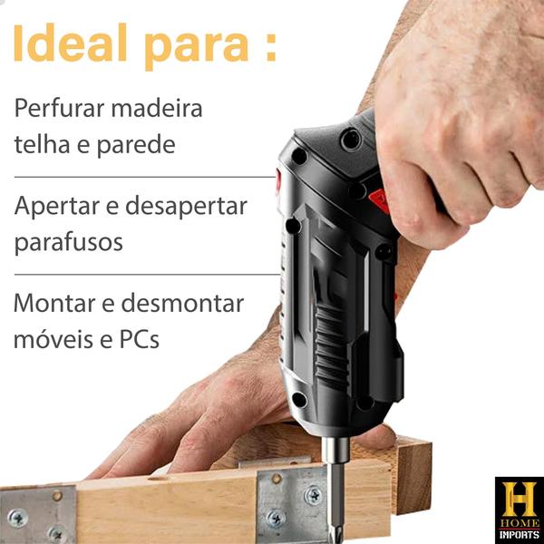 Imagem de Kit Parafusadeira Elétrica Sem Fio Bivolt 110V/220V Modelo Reversível 2 Em 1 Top