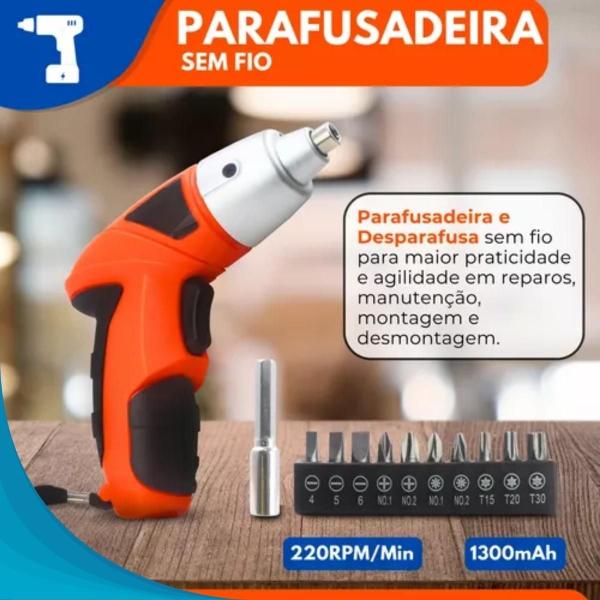 Kit Parafusadeira Sem Fio Eletrica Com Bateria 900Mah - Black Watch Imagem de Kit Parafusadeira Sem Fio Eletrica Com Bateria 900Mah