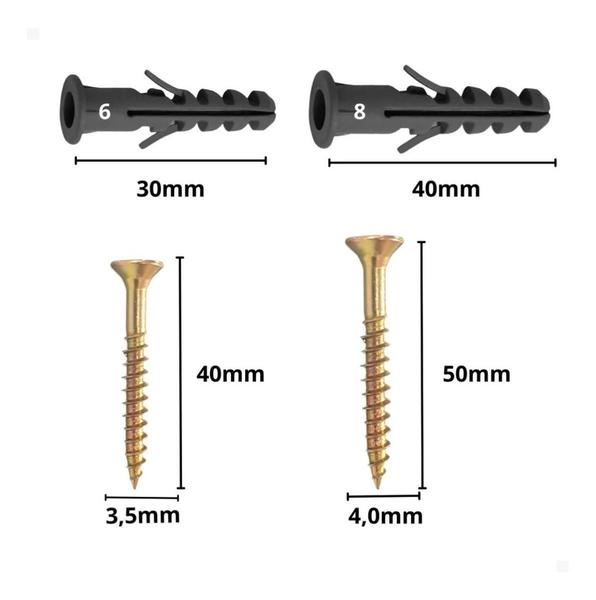 Imagem de Kit Parafuso + Bucha Com Anel 6Mm 8Mm - 600 Peças