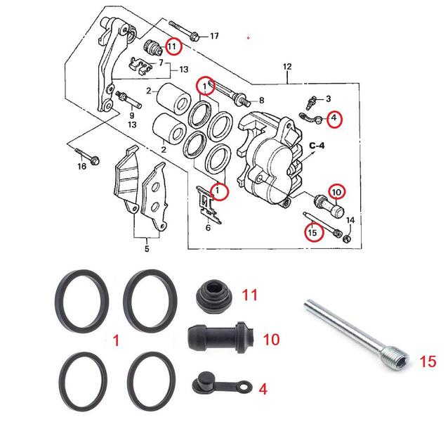 Imagem de Kit Parafuso e Borrachas Reparo Pinça Freio Nx 400 Falcon