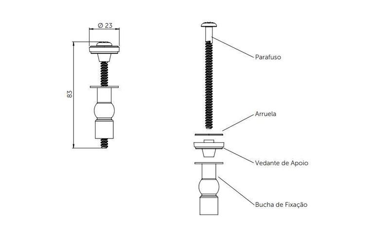 Imagem de Kit Parafuso Fixador Aco Inox Para Assento Sanitario Blukit