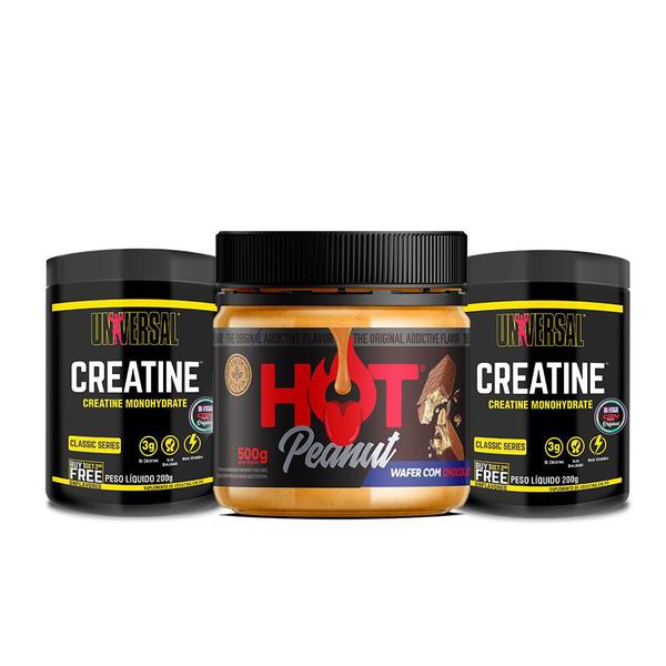 Imagem de Kit Pasta de Amendoim Hot Fit 500g + Creatine 400g Universal