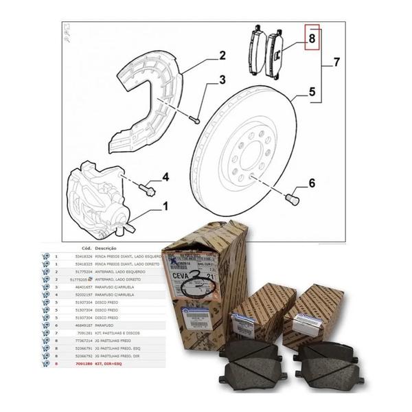 Imagem de Kit Pastilha de Freio Dianteiro Fiat Toro 2016-2018 Original